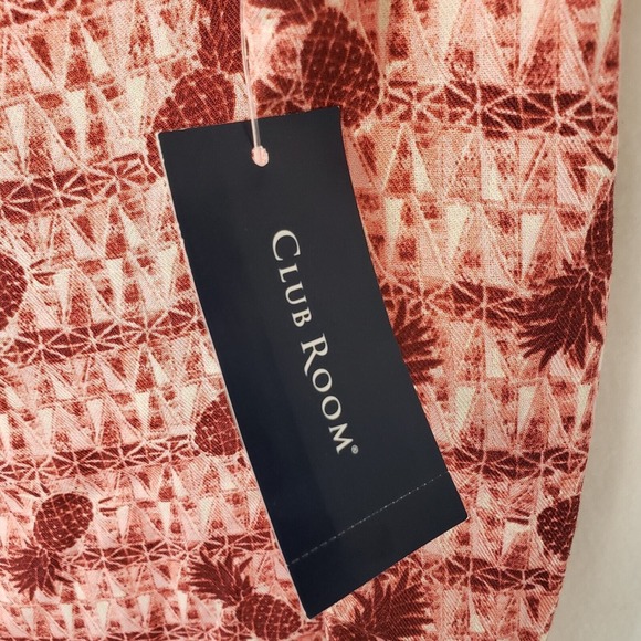 Club‎ Room Pineapple Print Button Up Short Sleeve Shirt Tropical Red Mens Size S - Picture 5 of 7